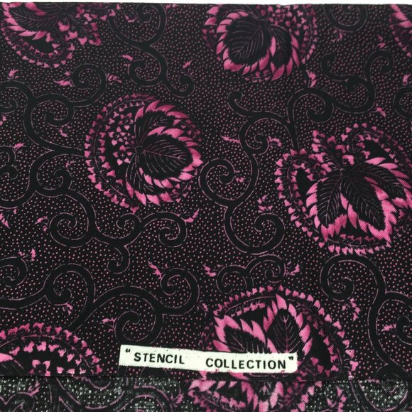 1/2 Yard Yd Stencil Collection Quilting Fabric Floral Jewel Tone Pink Black - Picture 5 of 5